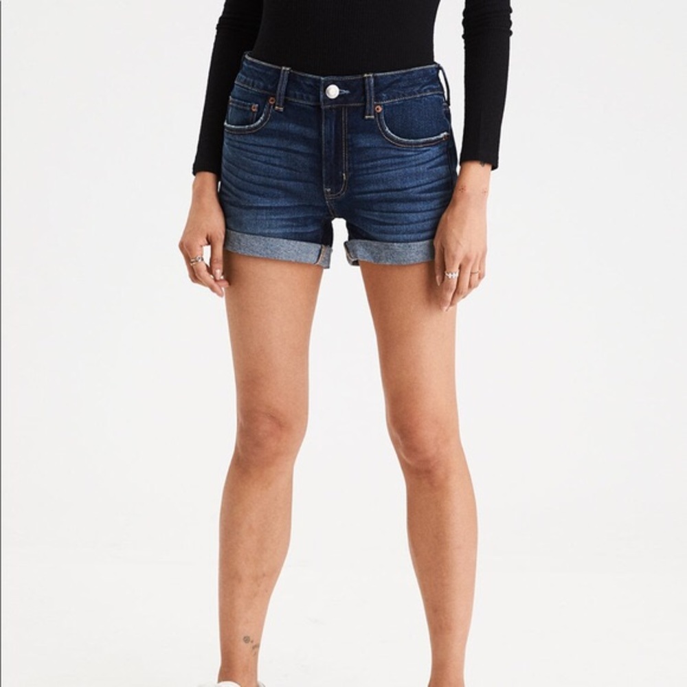 American Eagle Dark Wash Midi Denim Shorts